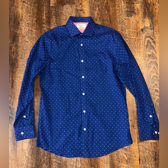 Original Penguin Heritage Button Down Shirt Adult Blue Polka Dot Size 15- 32/33 - Picture 2 of 5